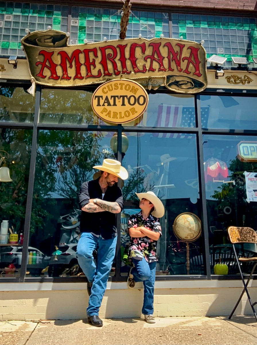 Outside Americana Custom Tattoo Parlor on Main Street in Sterling, Colorado